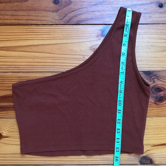 Shein Rust Orange Ribbed One Shoulder Crop Tank Top, EUC, S - Picture 4 of 8